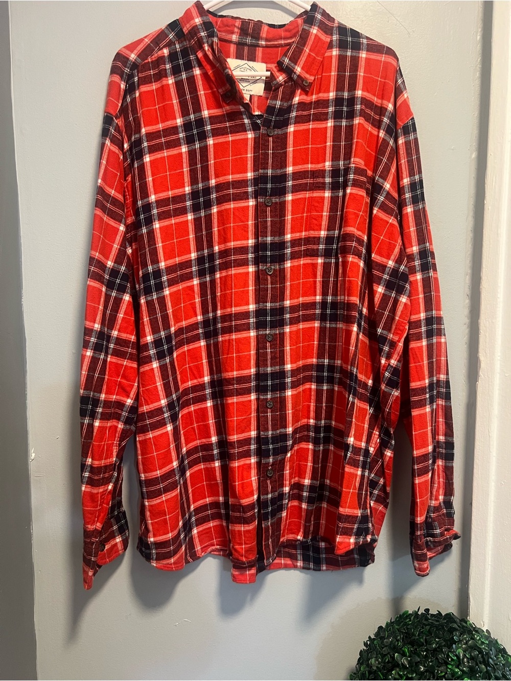 St. John's Bay Red and Black Plaid Button-Down Shirt size XXL men